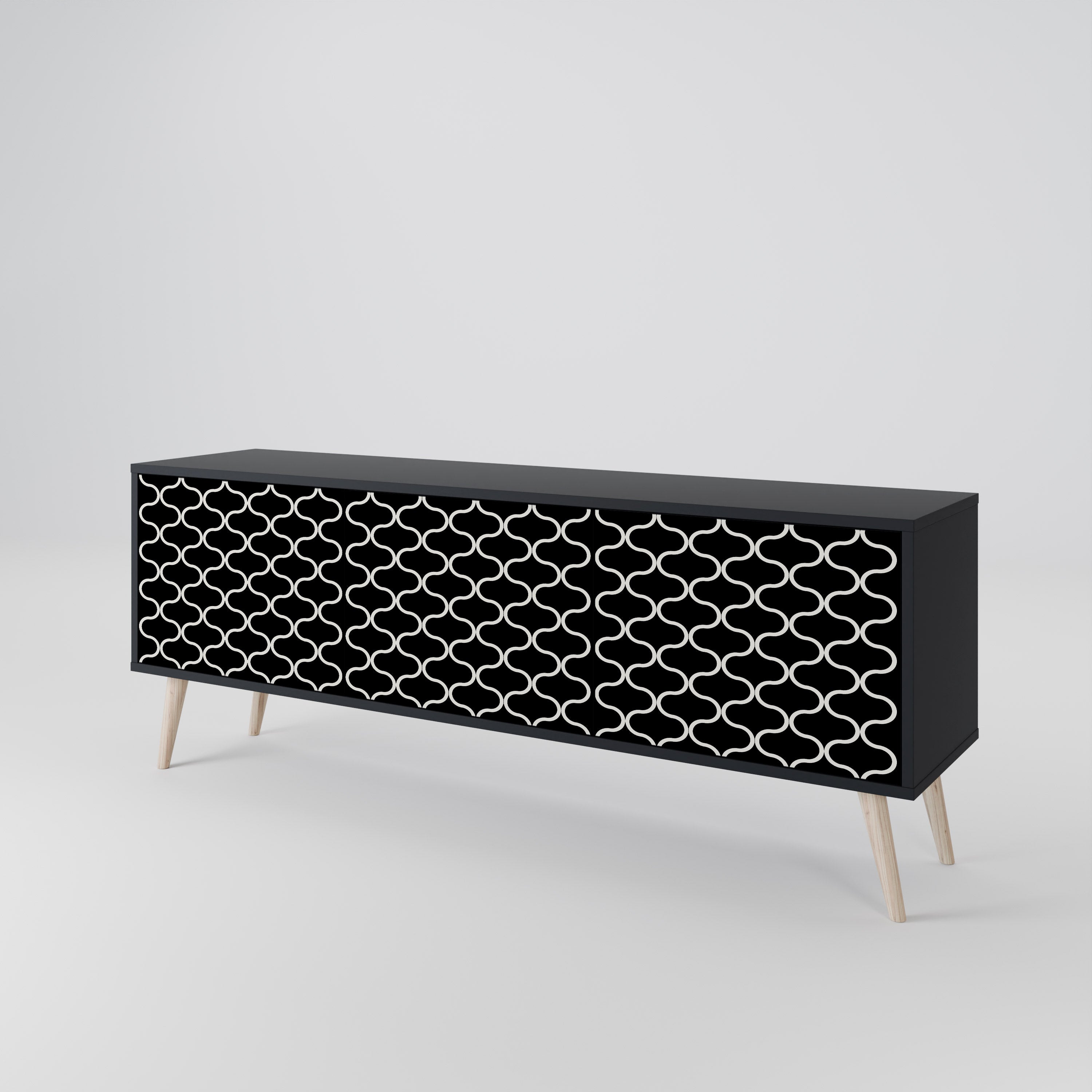 TESSELATED BLACKNESS 3-Door TV Cabinet