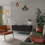 TESSELATED BLACKNESS 3-dörrars TV-bänk i svart finish