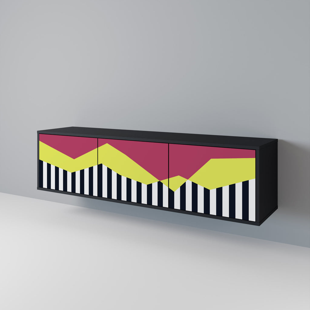 PIANO FANTASY 3-dörrars TV-bänk i svart finish