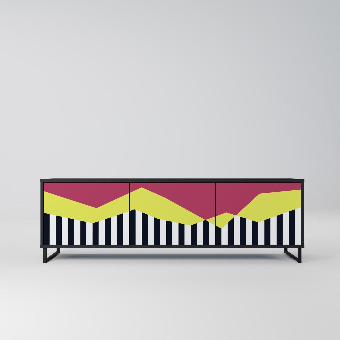 PIANO FANTASY 3-dörrars TV-bänk i svart finish