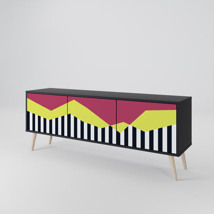 PIANO FANTASY 3-dörrars TV-bänk i svart finish