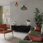 LUMINOUS SNARE 3-Door TV Stand in Black Finish