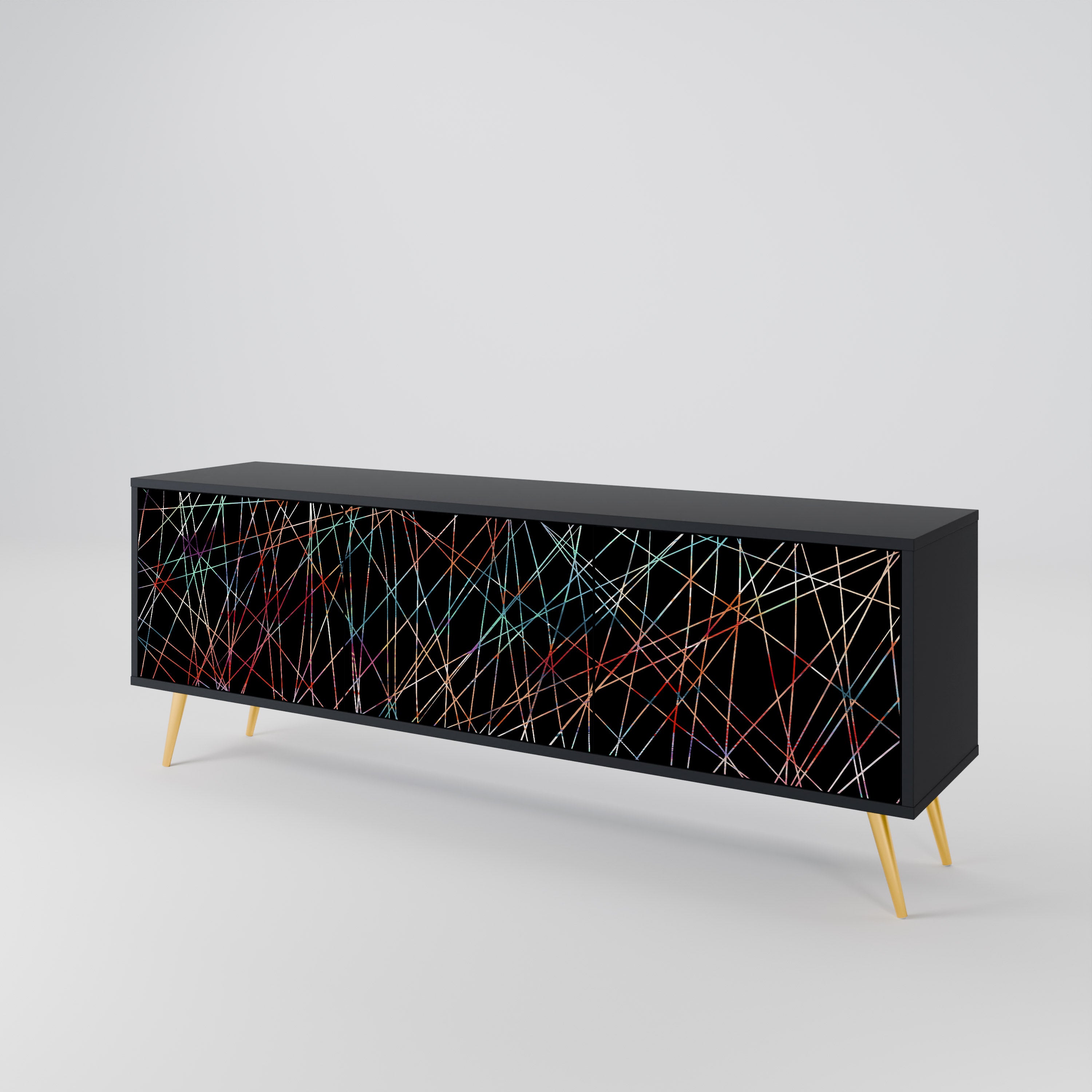 LUMINOUS SNARE 3-dörrars TV-bänk i svart finish