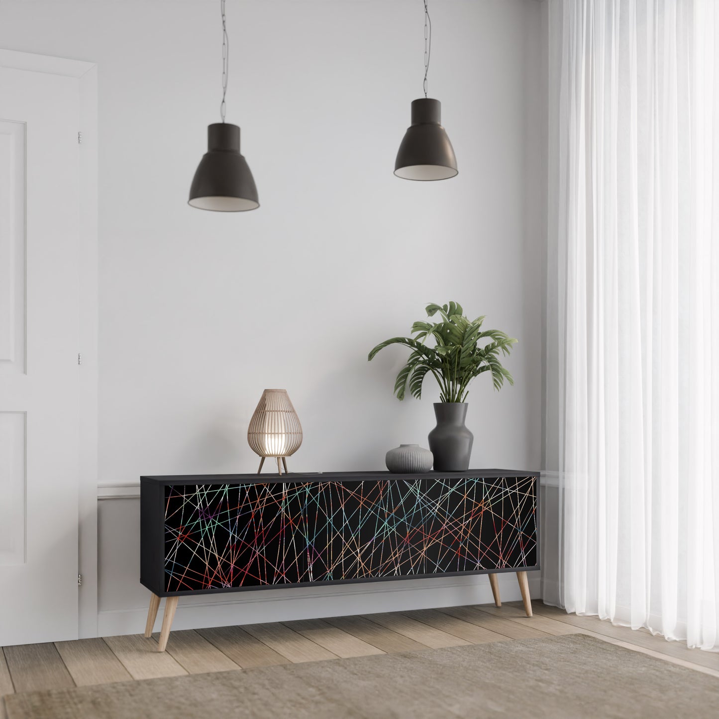 LUMINOUS SNARE 3-dörrars TV-bänk i svart finish