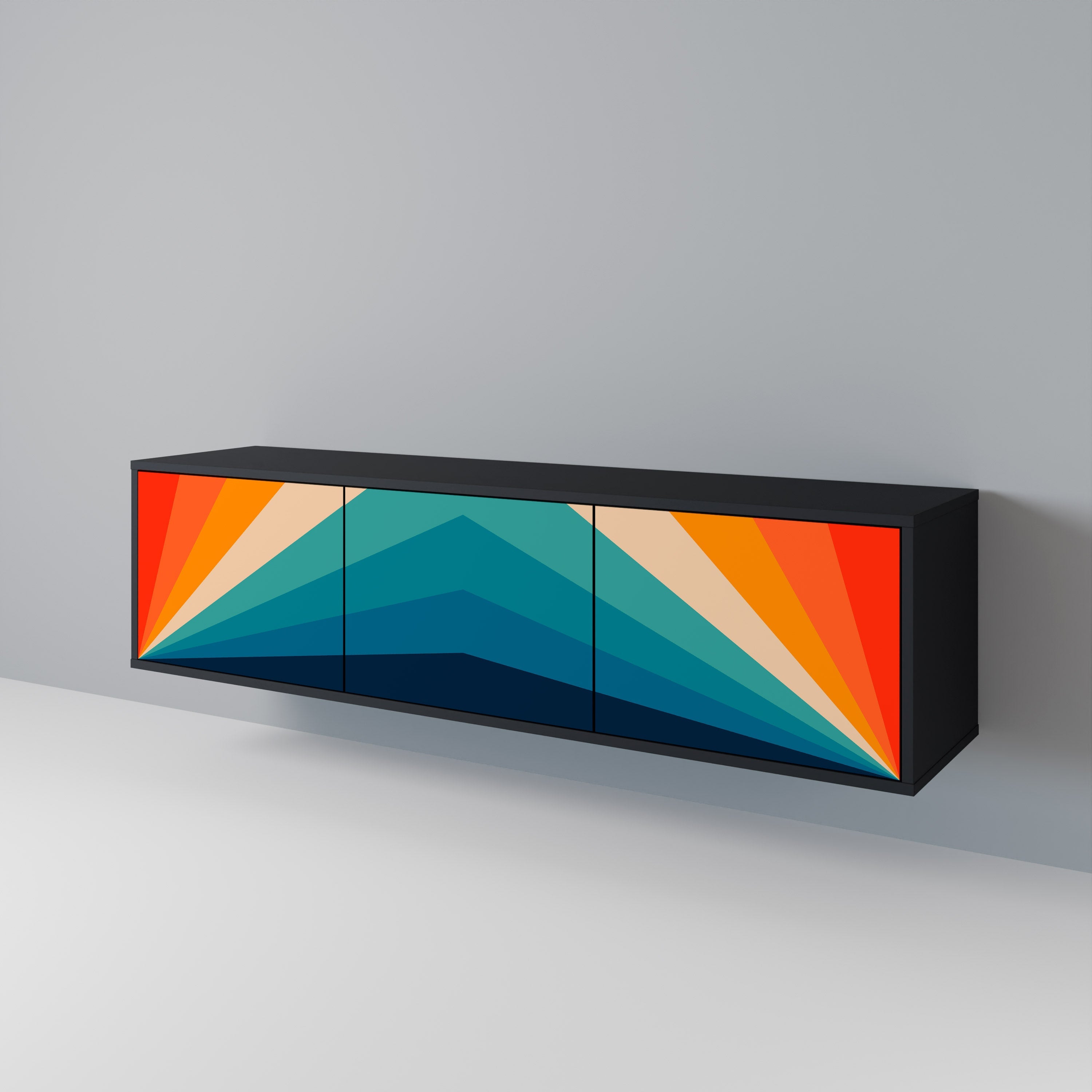 PRISM CONCUSSION 3-dörrars TV-bänk i svart finish