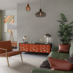 COURAGE MOLD 3-Door TV Stand in Black Finish