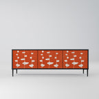 COURAGE MOLD 3-Door TV Stand in Black Finish