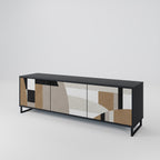 DELICATE MEMENTO 3-Door TV Stand in Black Finish