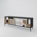 DELICATE MEMENTO 3-Door TV Stand in Black Finish