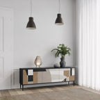 DELICATE MEMENTO 3-Door TV Stand in Black Finish