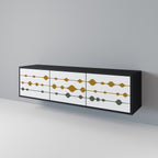 VIVID TONE 3-Door TV Stand in Black Finish