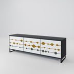 VIVID TONE 3-Door TV Stand in Black Finish