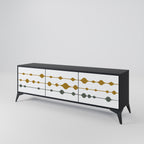 VIVID TONE 3-Door TV Stand in Black Finish