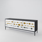 VIVID TONE 3-Door TV Stand in Black Finish