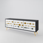 VIVID TONE 3-Door TV Stand in Black Finish