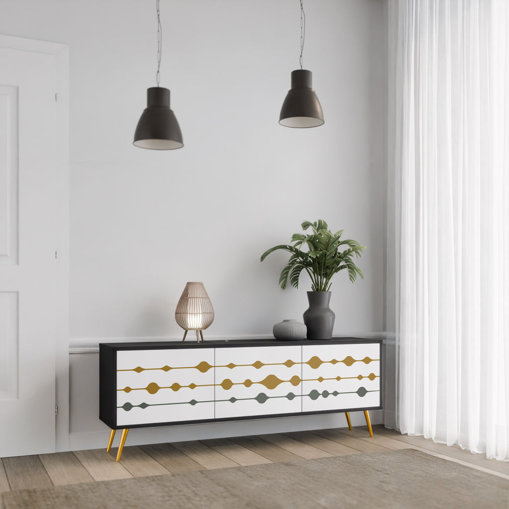 VIVID TONE 3-dörrars TV-bänk i svart finish