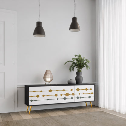 VIVID TONE 3-dörrars TV-bänk i svart finish