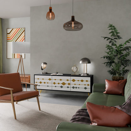 VIVID TONE 3-dörrars TV-bänk i svart finish