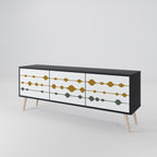 VIVID TONE 3-Door TV Stand in Black Finish