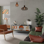 UTRYMME RUNDT 3-dörrars TV-bänk i svart finish