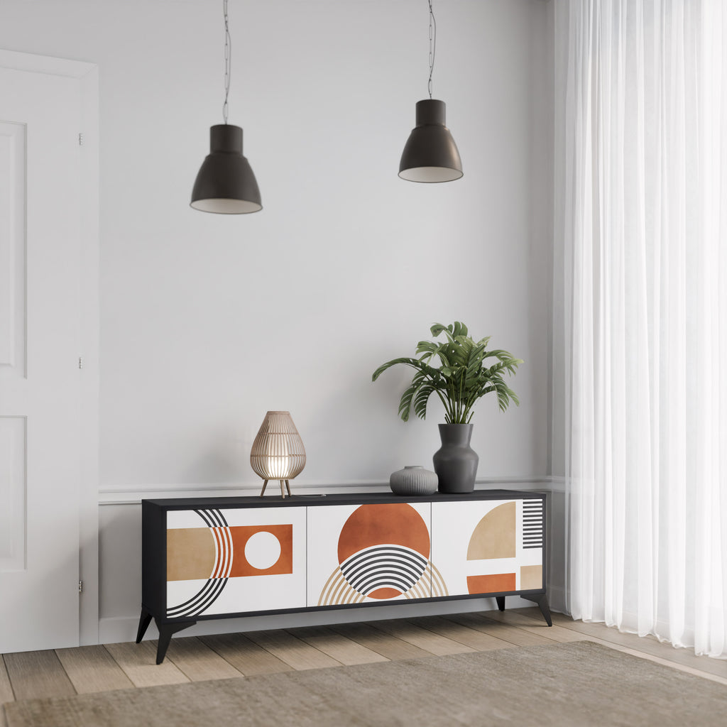 CIRCLE RHYTM 3-dörrars TV-bänk i svart finish