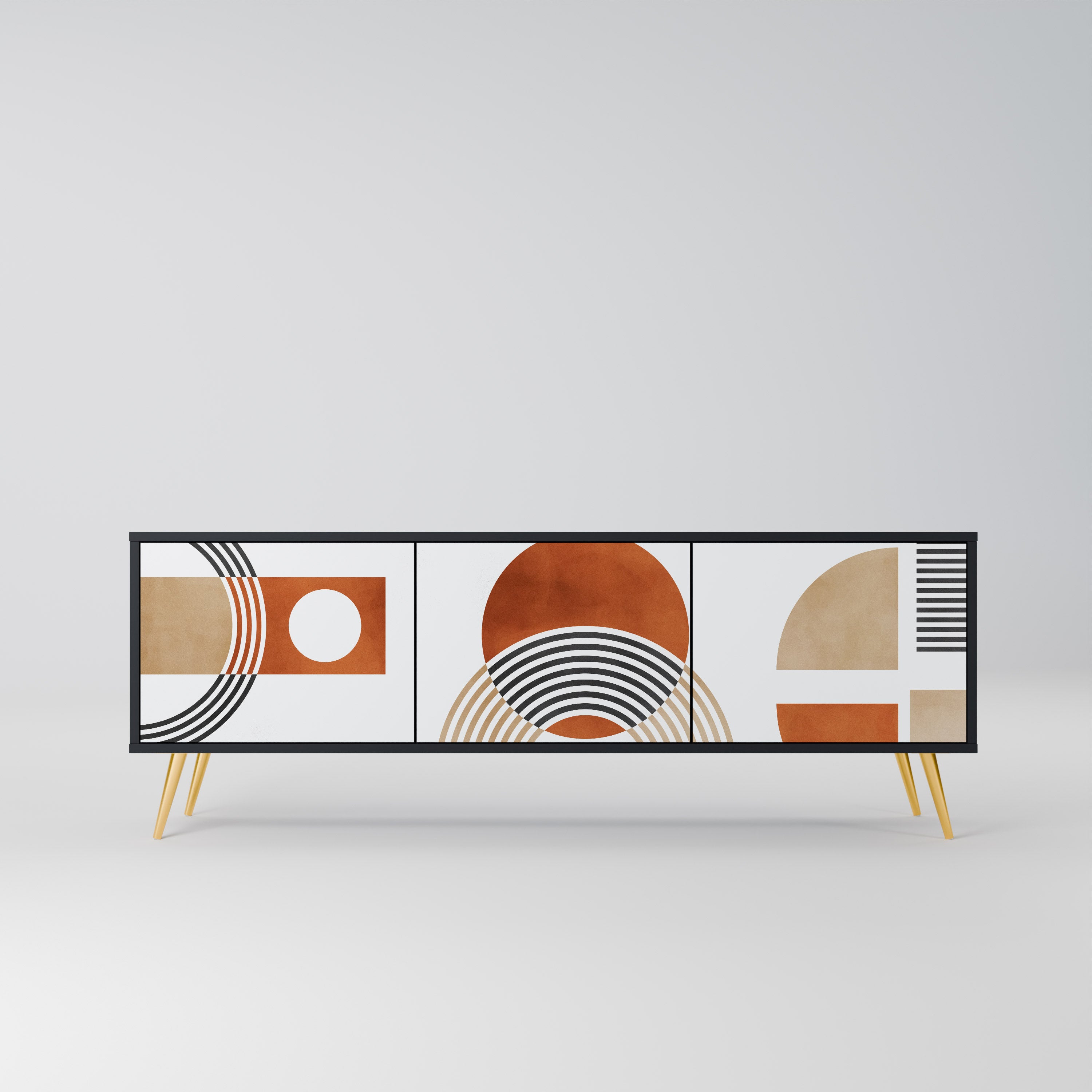 CIRCLE RHYTM 3-dörrars TV-bänk i svart finish