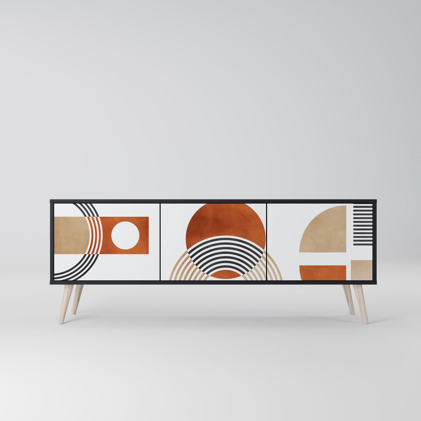 CIRCLE RHYTM 3-dörrars TV-bänk i svart finish