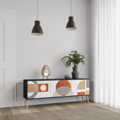CIRCLE RHYTM 3-dörrars TV-bänk i svart finish