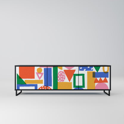 GEOMETRIC GLIMMER 3-dörrars TV-bänk i svart finish