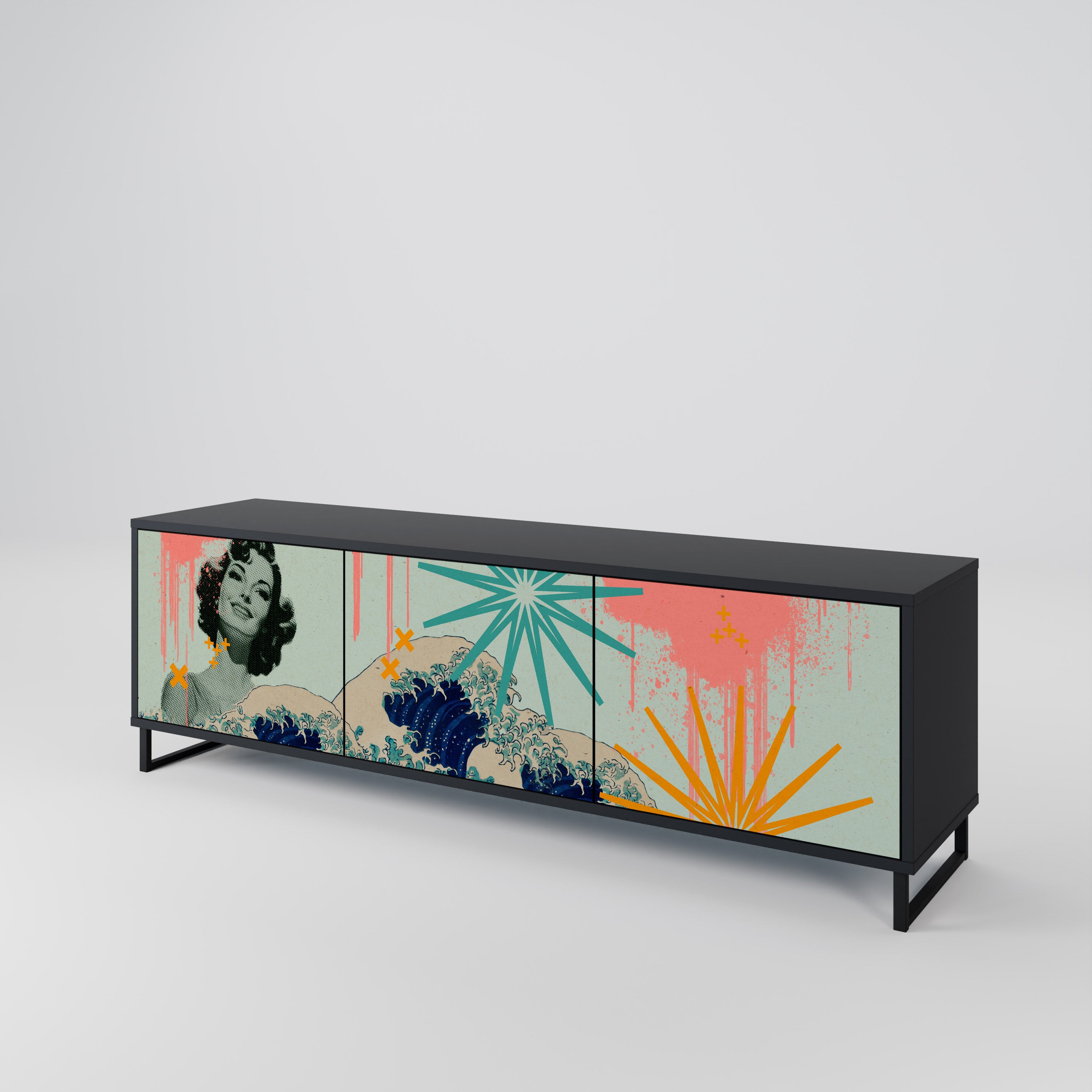 KANAGAWA BEAUTY 3-Door TV Cabinet