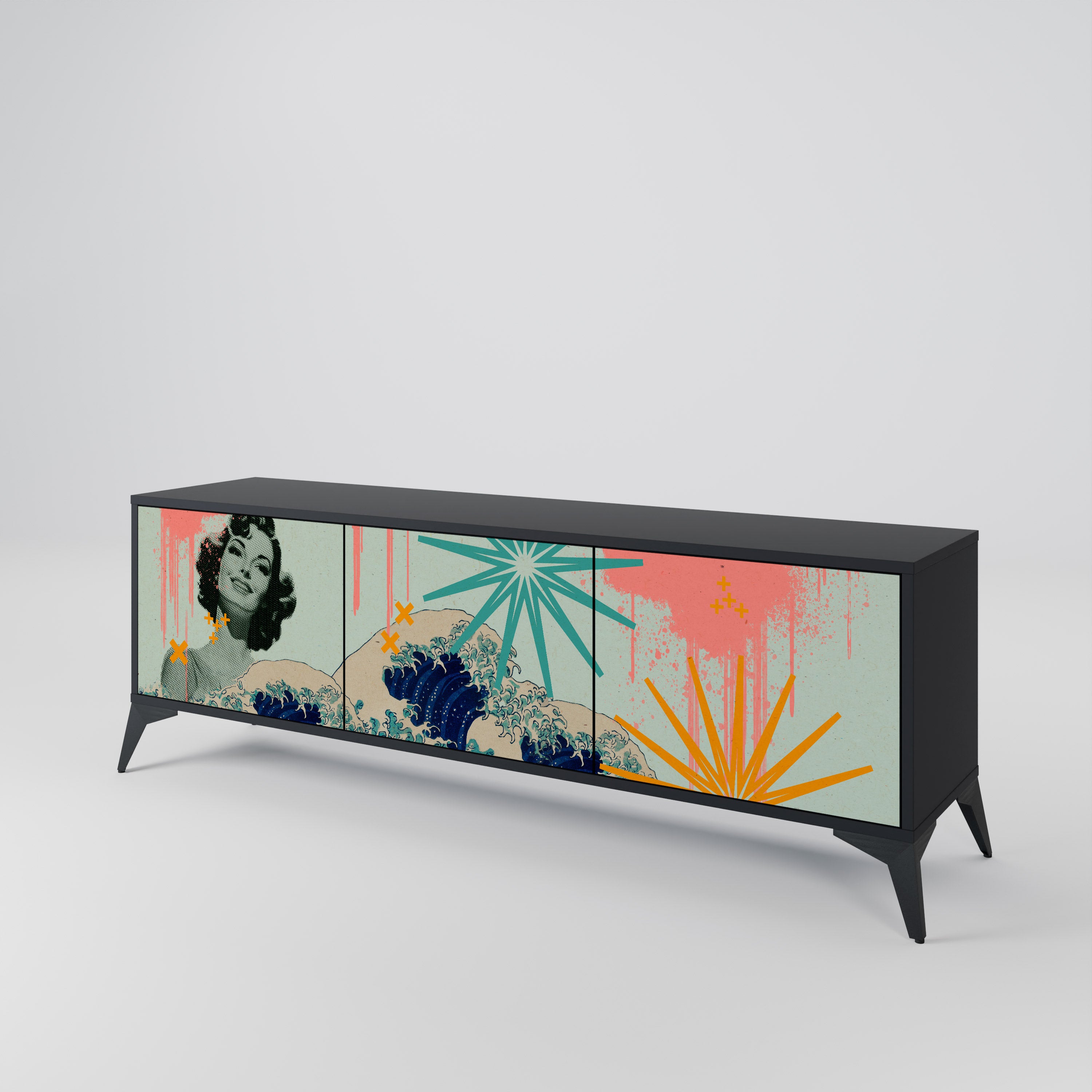 KANAGAWA BEAUTY 3-Door TV Cabinet