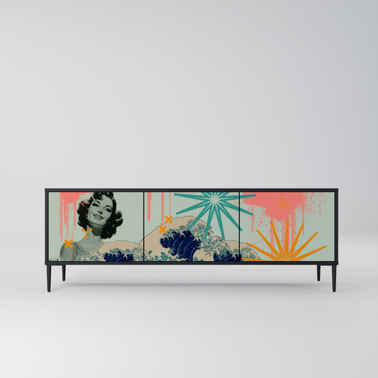 KANAGAWA BEAUTY 3-dörrars TV-bänk i svart finish