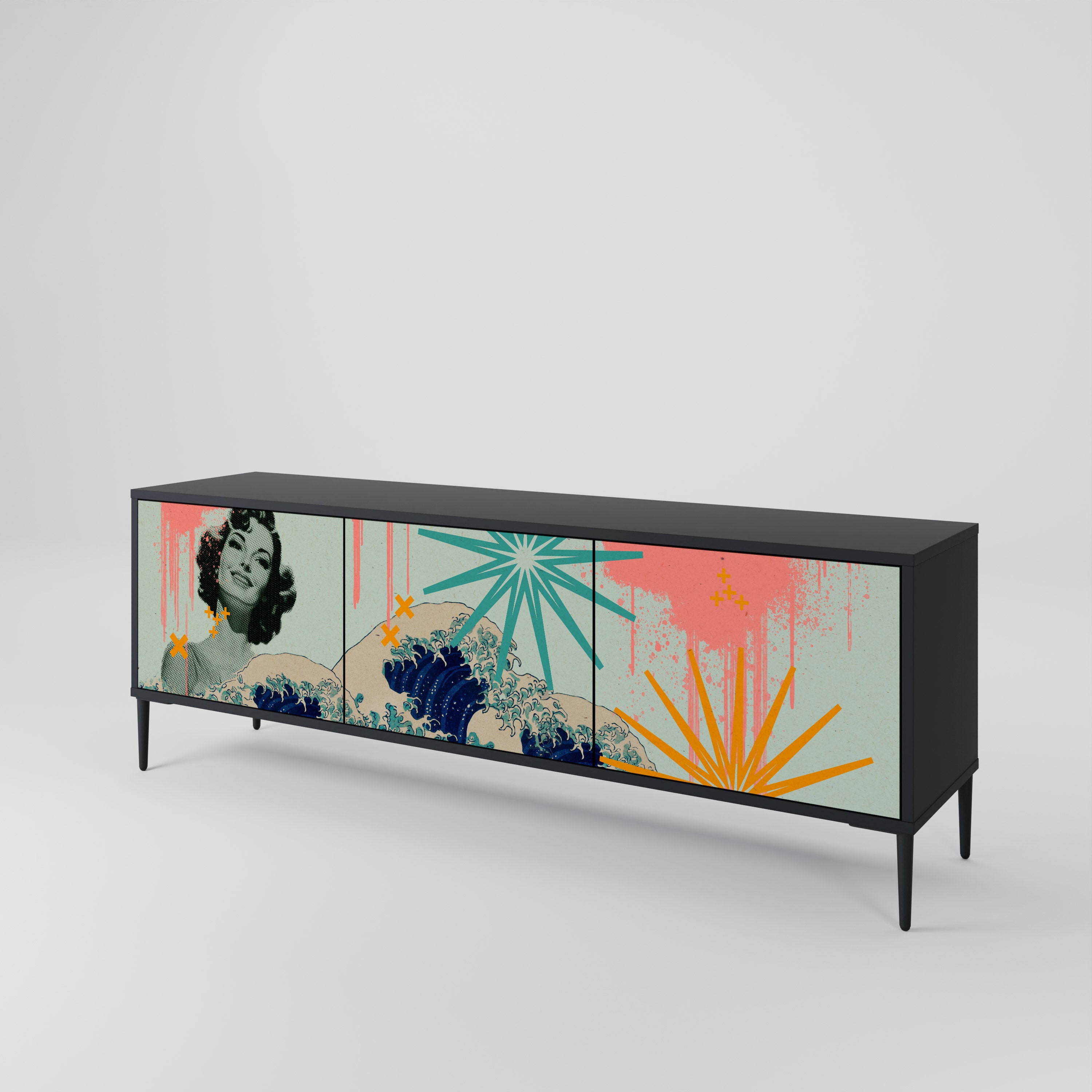KANAGAWA BEAUTY 3-Door TV Cabinet