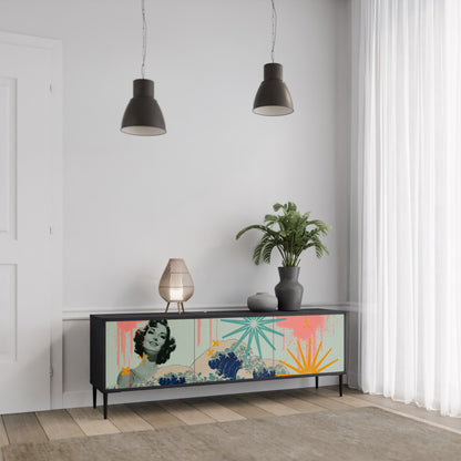 KANAGAWA BEAUTY 3-dörrars TV-bänk i svart finish