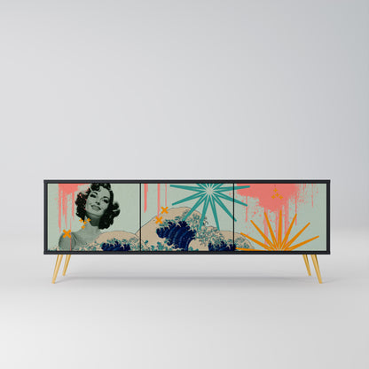 KANAGAWA BEAUTY 3-dörrars TV-bänk i svart finish