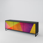 VIVID GEOMETRY 3-dörrars TV-bänk i svart finish