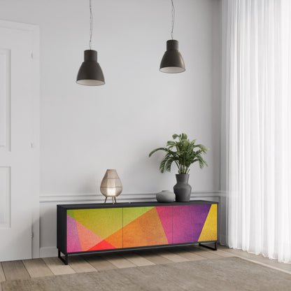 VIVID GEOMETRY 3-dörrars TV-bänk i svart finish