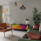 VIVID GEOMETRY 3-dörrars TV-bänk i svart finish