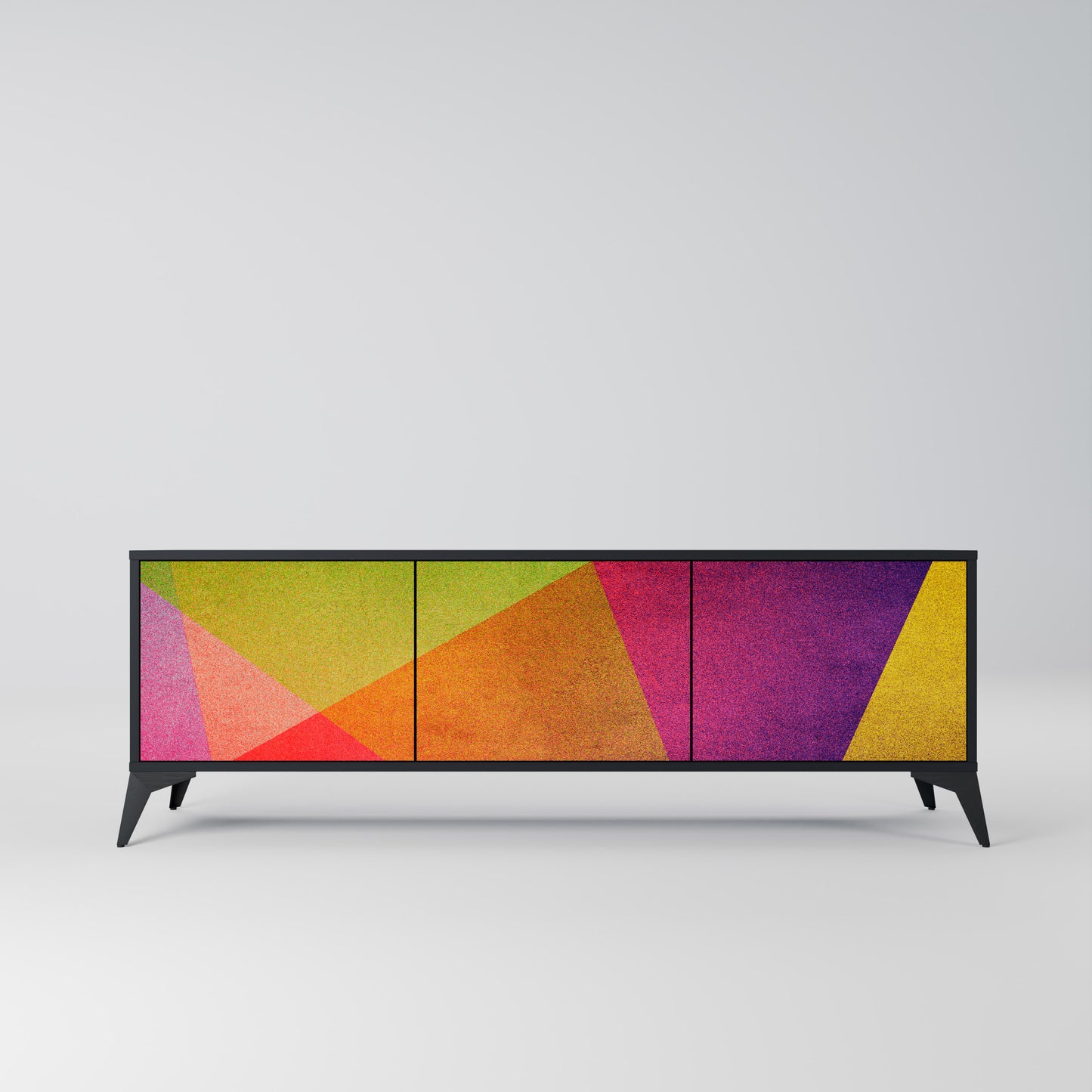 VIVID GEOMETRY 3-dörrars TV-bänk i svart finish