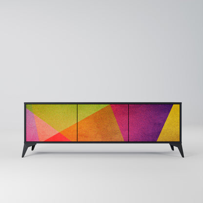 VIVID GEOMETRY 3-dörrars TV-bänk i svart finish