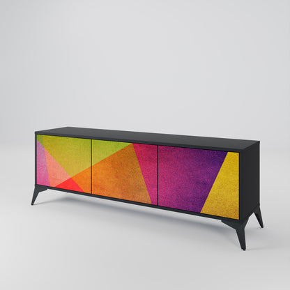 VIVID GEOMETRY 3-dörrars TV-bänk i svart finish