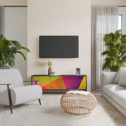 VIVID GEOMETRY 3-dörrars TV-bänk i svart finish