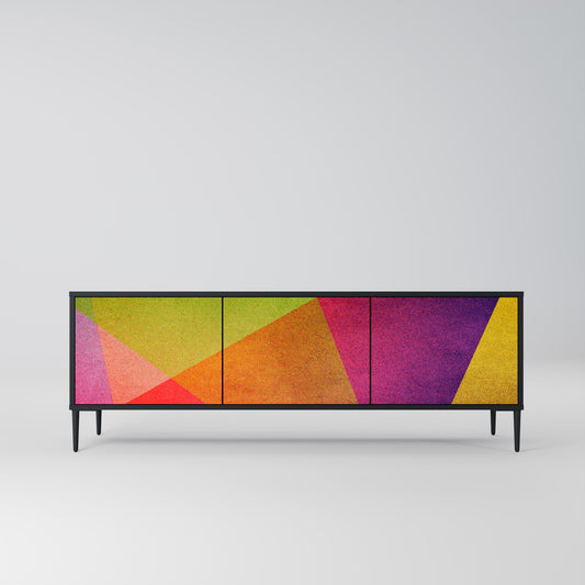 VIVID GEOMETRY 3-dörrars TV-bänk i svart finish