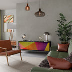 VIVID GEOMETRY 3-dörrars TV-bänk i svart finish