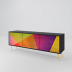 VIVID GEOMETRY 3-dörrars TV-bänk i svart finish