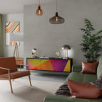 VIVID GEOMETRY 3-dörrars TV-bänk i svart finish