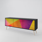 VIVID GEOMETRY 3-dörrars TV-bänk i svart finish