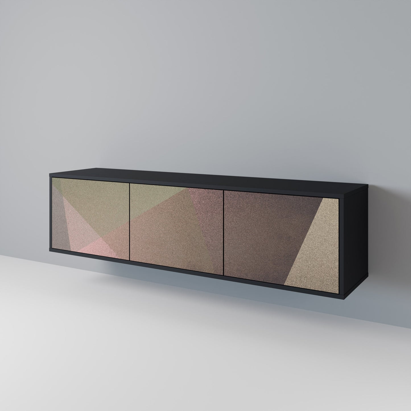 BEIGE GEOMETRY 3-dörrars TV-bänk i svart finish