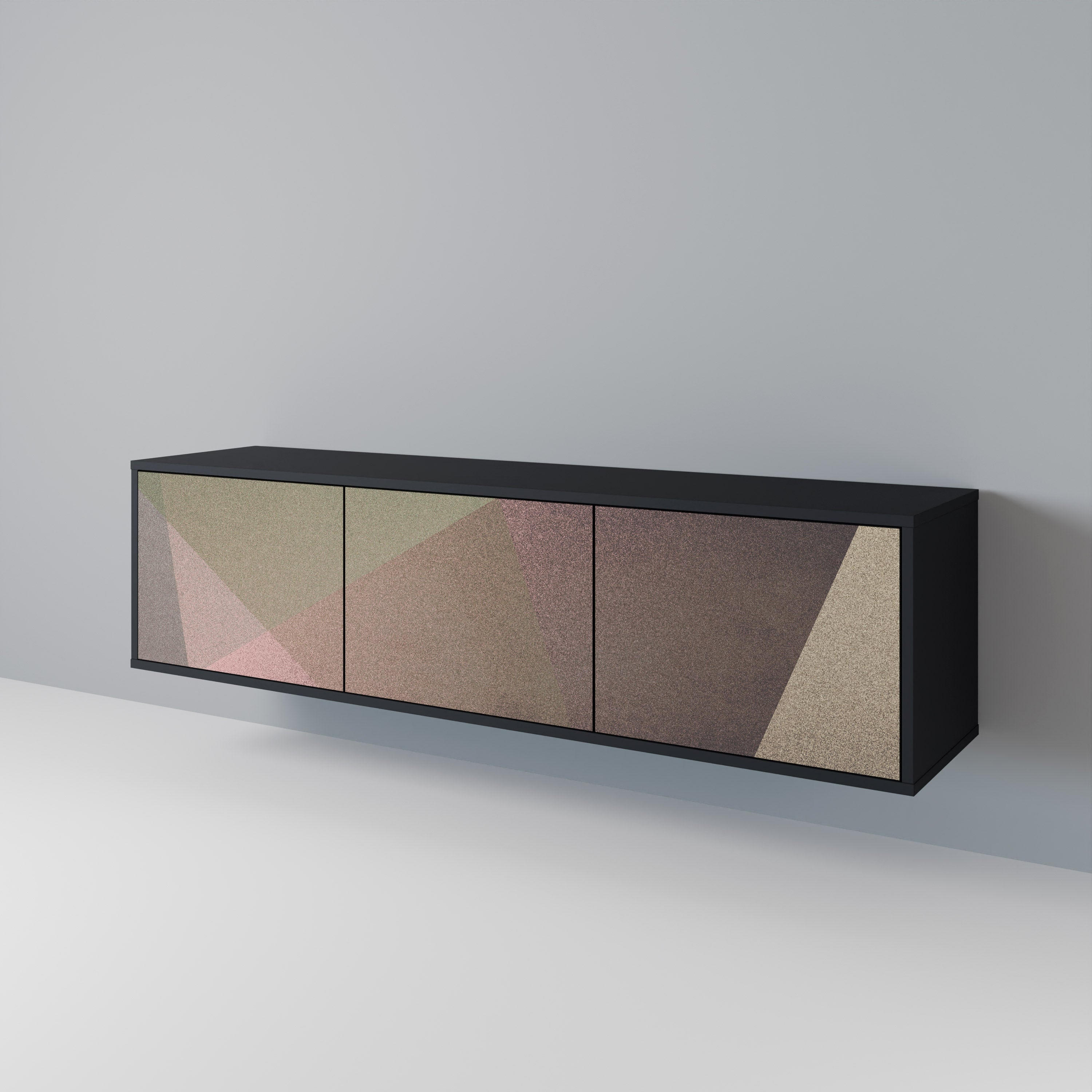 BEIGE GEOMETRY 3-dörrars TV-bänk i svart finish