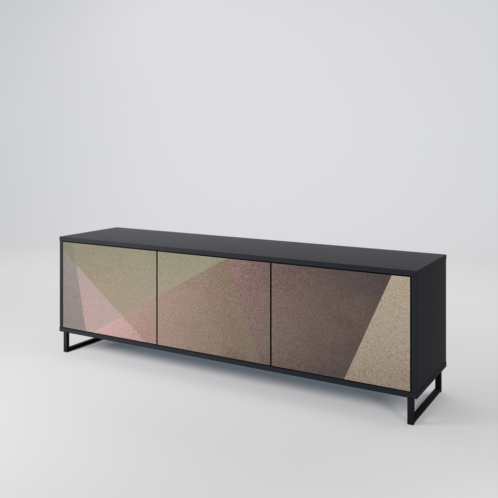 BEIGE GEOMETRY 3-dörrars TV-bänk i svart finish
